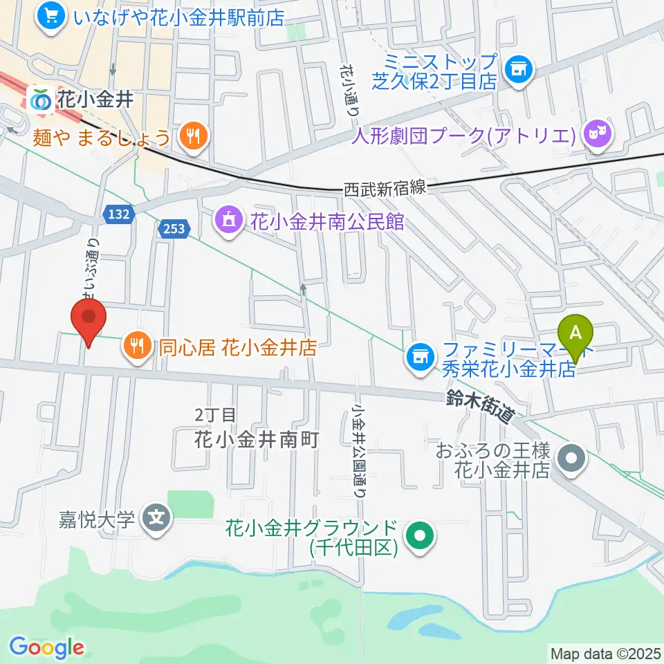 小平ギター&ピアノ教室 花小金井校周辺のホテル一覧地図