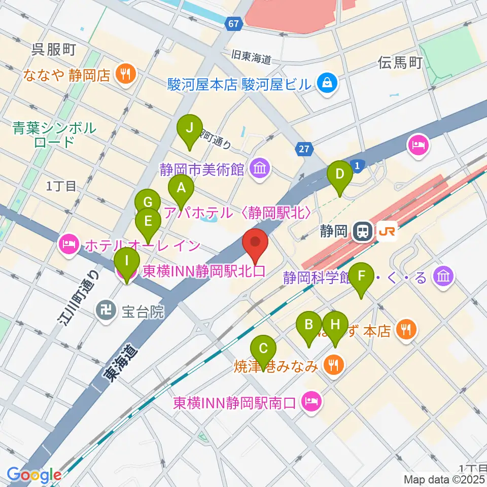 静岡音楽館AOI周辺のホテル一覧地図