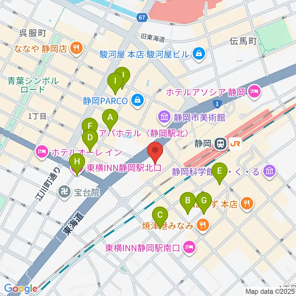 静岡音楽館AOI周辺のホテル一覧地図