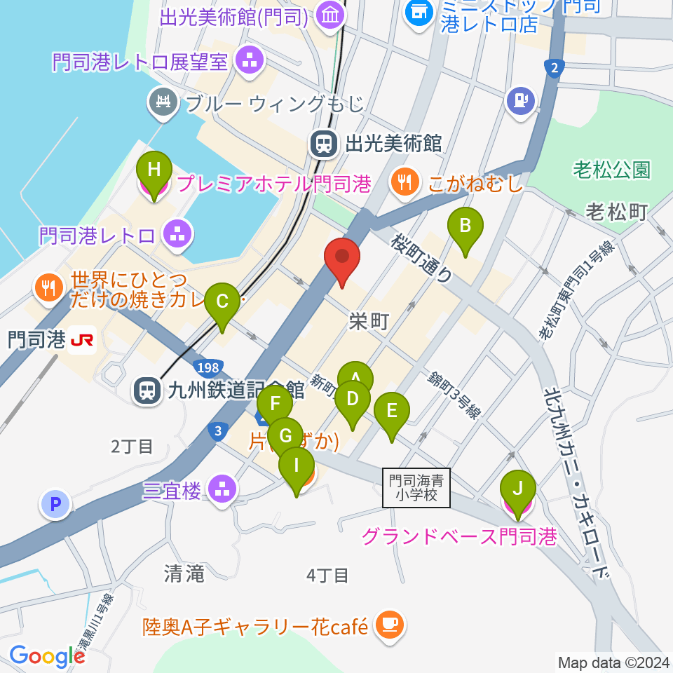 門司港 六曜舘周辺のホテル一覧地図