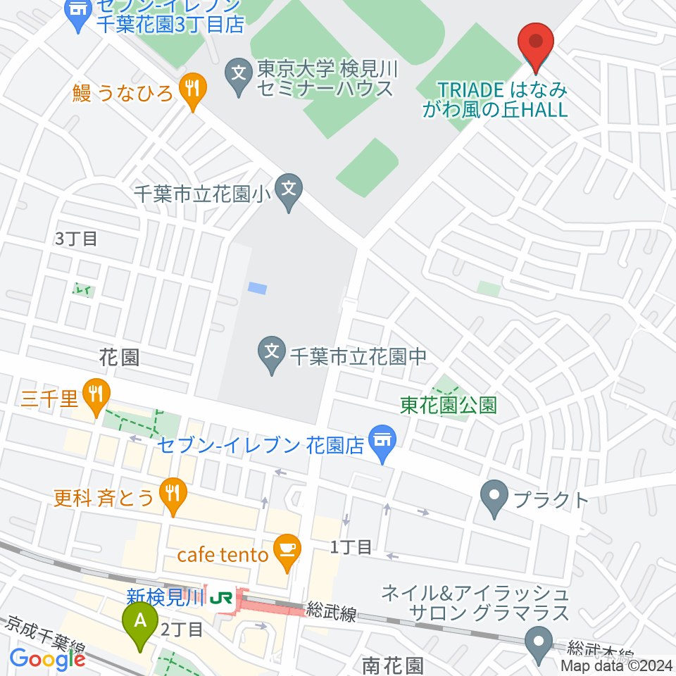 はなみがわ風の丘HALL周辺のホテル一覧地図