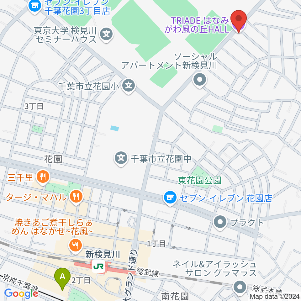 はなみがわ風の丘HALL周辺のホテル一覧地図