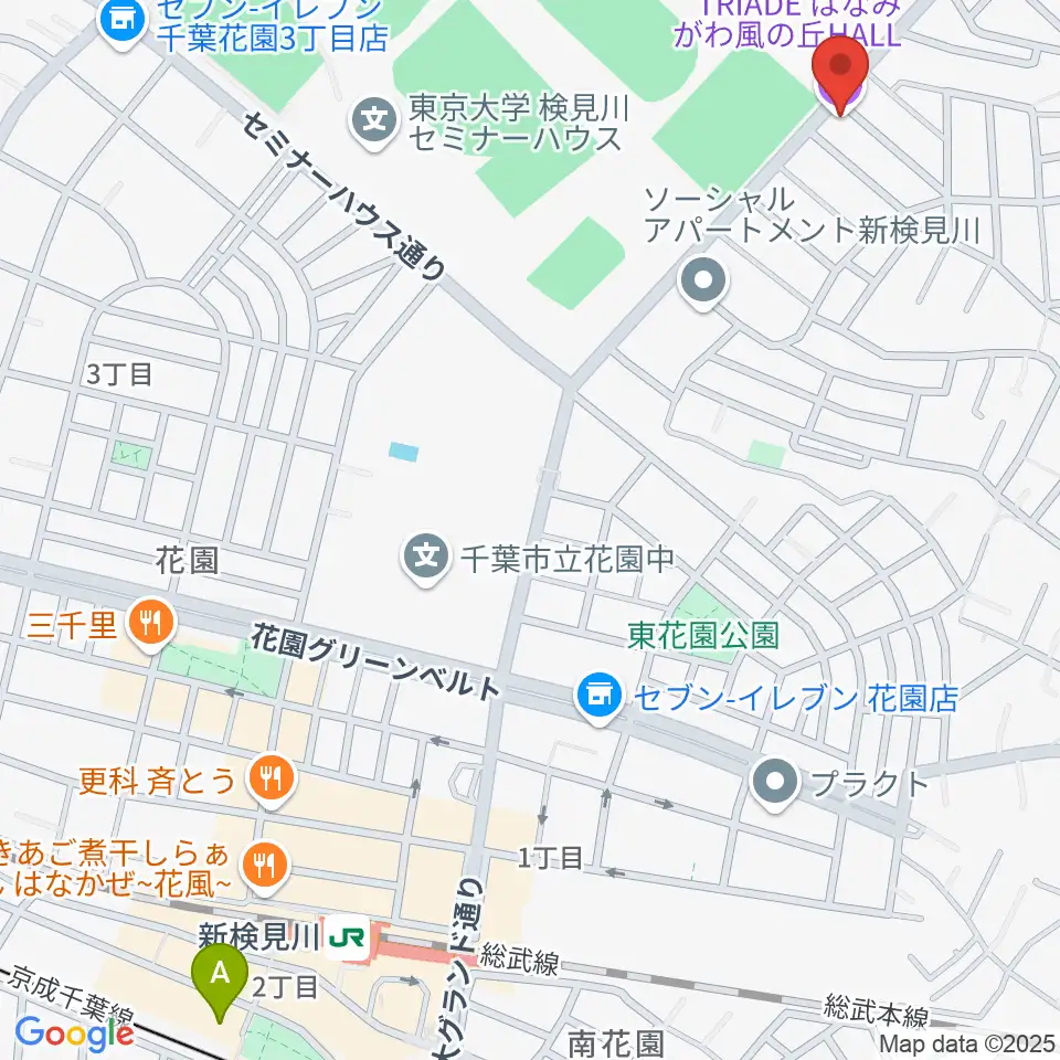 はなみがわ風の丘HALL周辺のホテル一覧地図