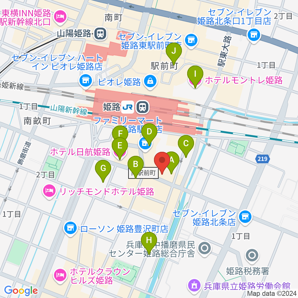 スガナミミュージックサロン姫路周辺のホテル一覧地図