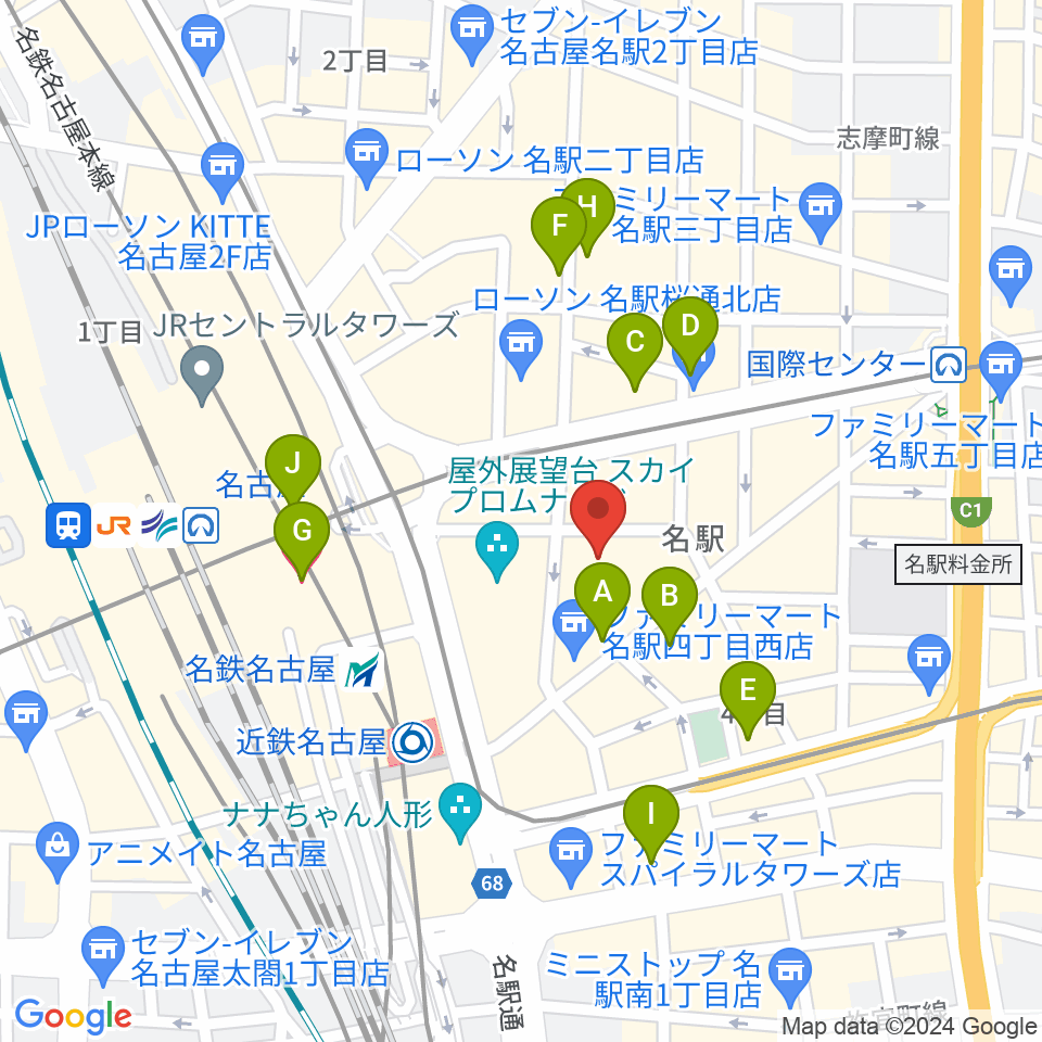 ウインクあいち周辺のホテル一覧地図