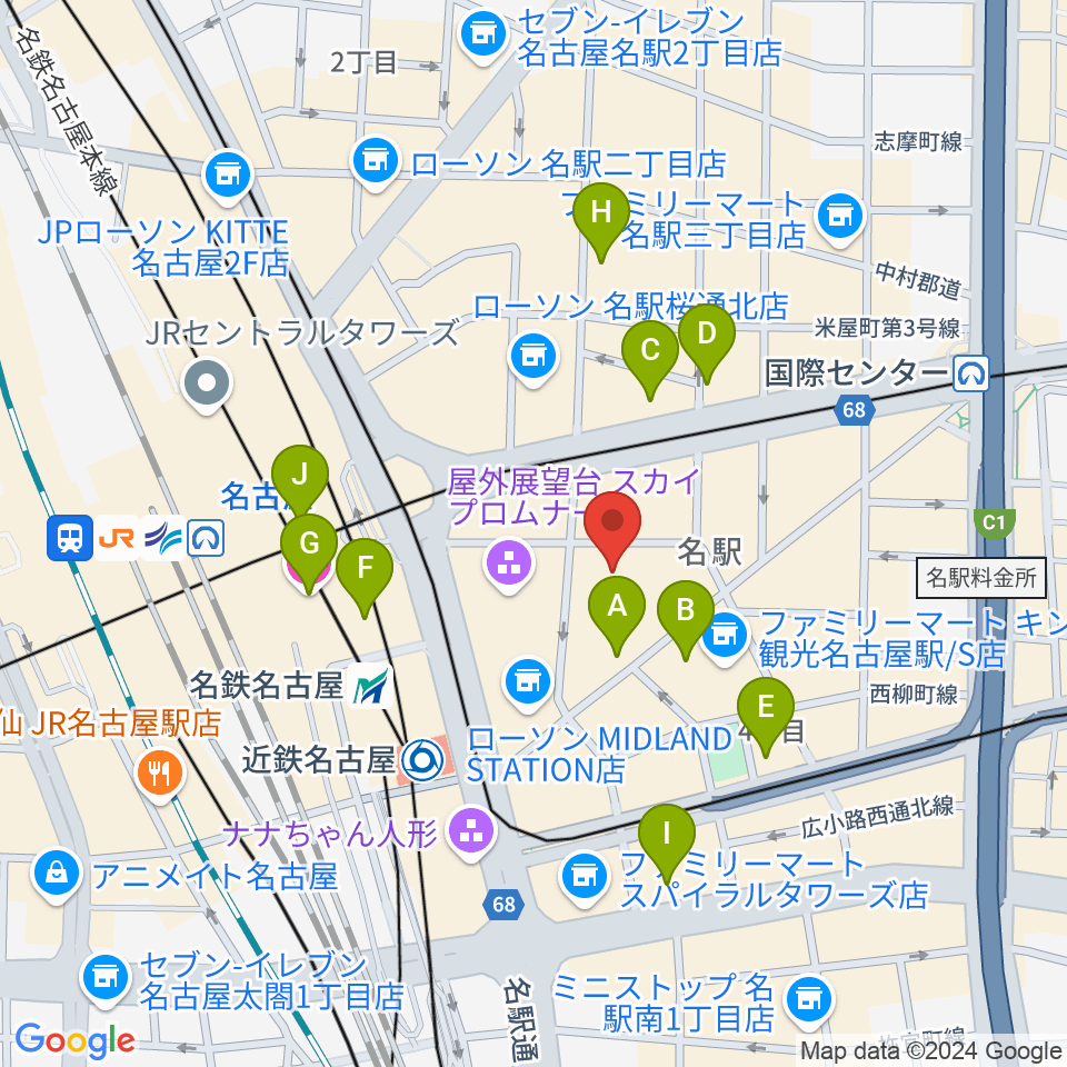 ウインクあいち周辺のホテル一覧地図