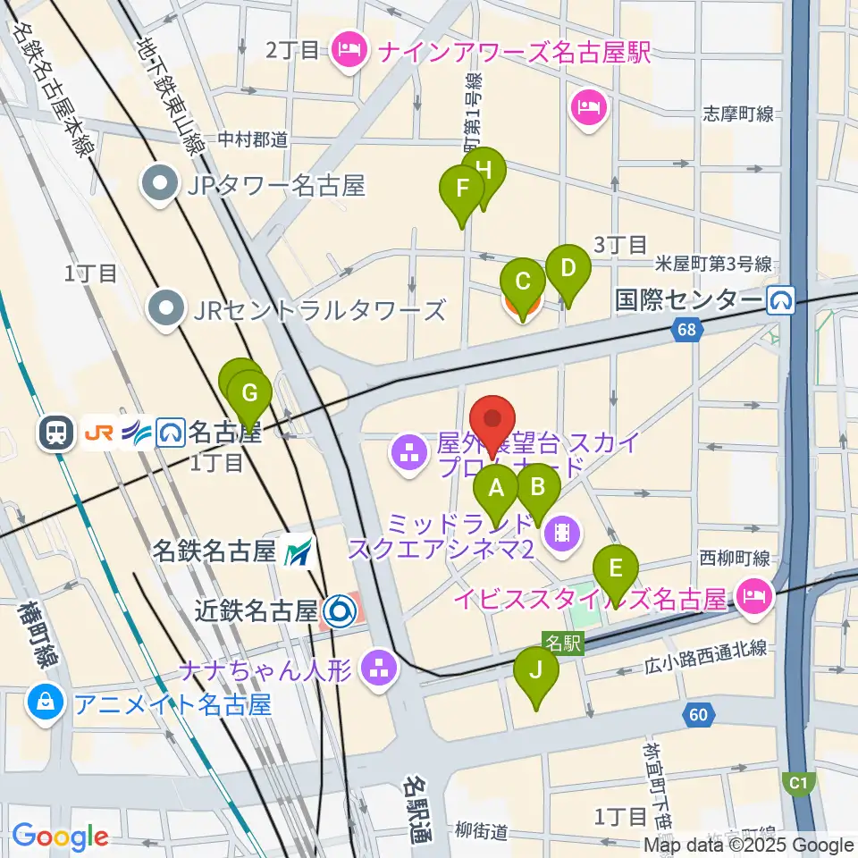 ウインクあいち周辺のホテル一覧地図