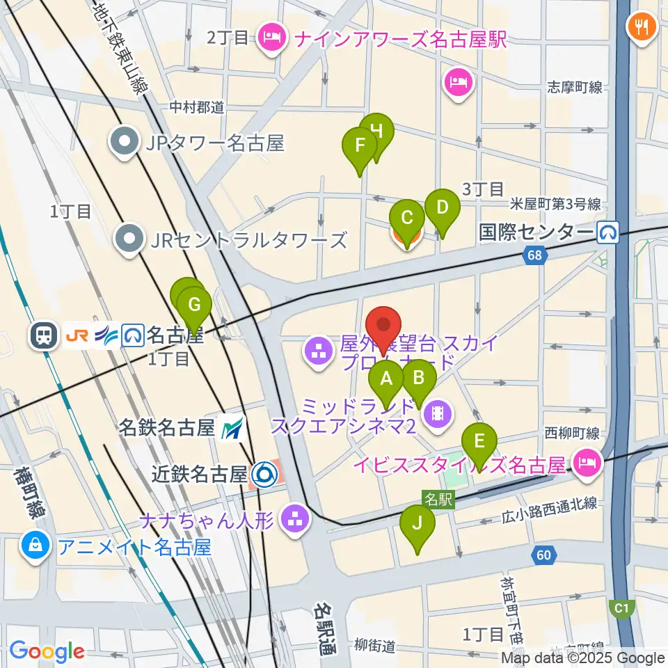 ウインクあいち周辺のホテル一覧地図