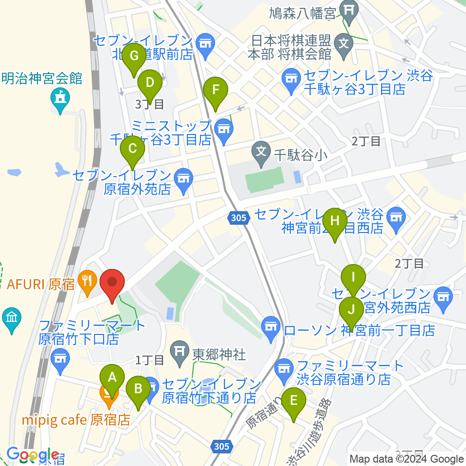 アコスタディオ周辺のホテル一覧地図