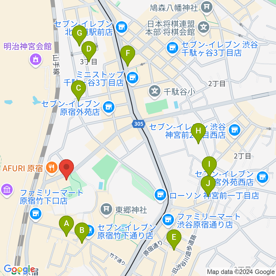 アコスタディオ周辺のホテル一覧地図