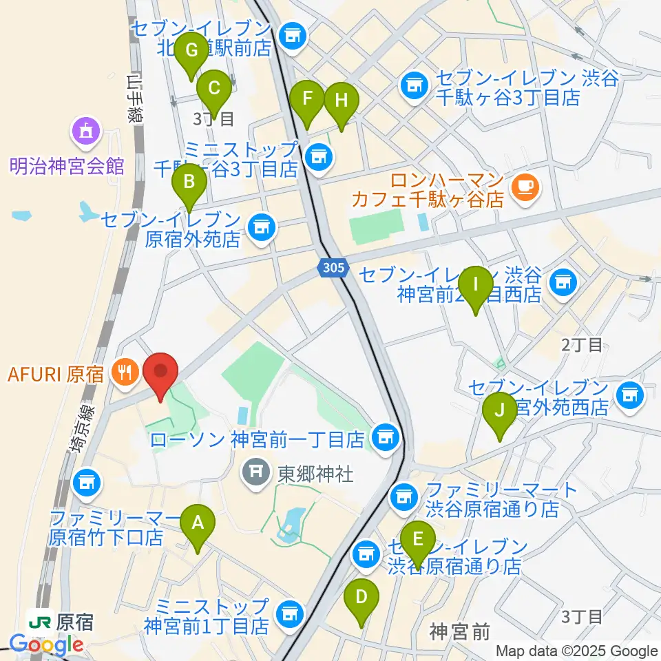 アコスタディオ周辺のホテル一覧地図