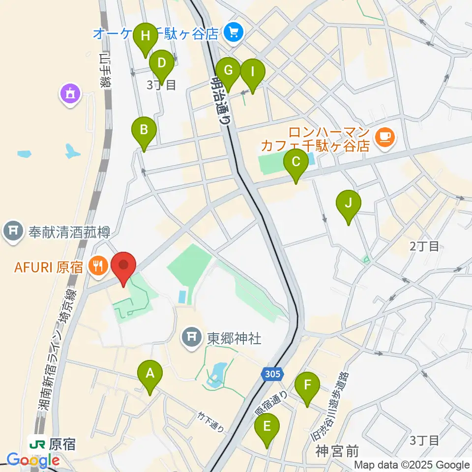 アコスタディオ周辺のホテル一覧地図
