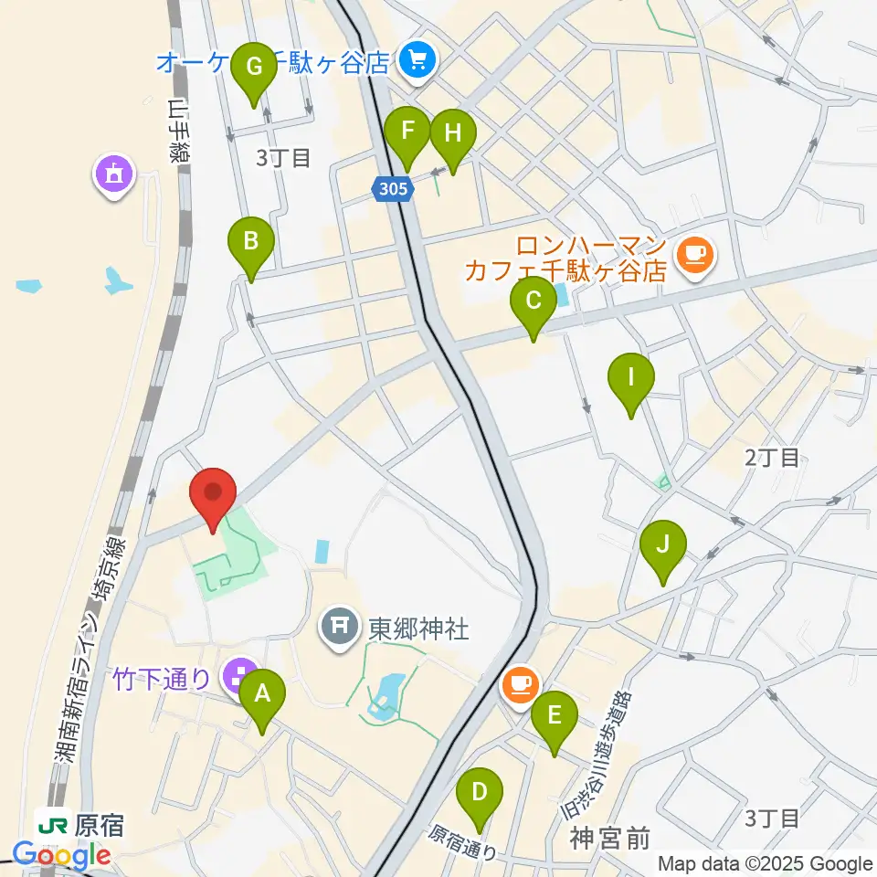 アコスタディオ周辺のホテル一覧地図