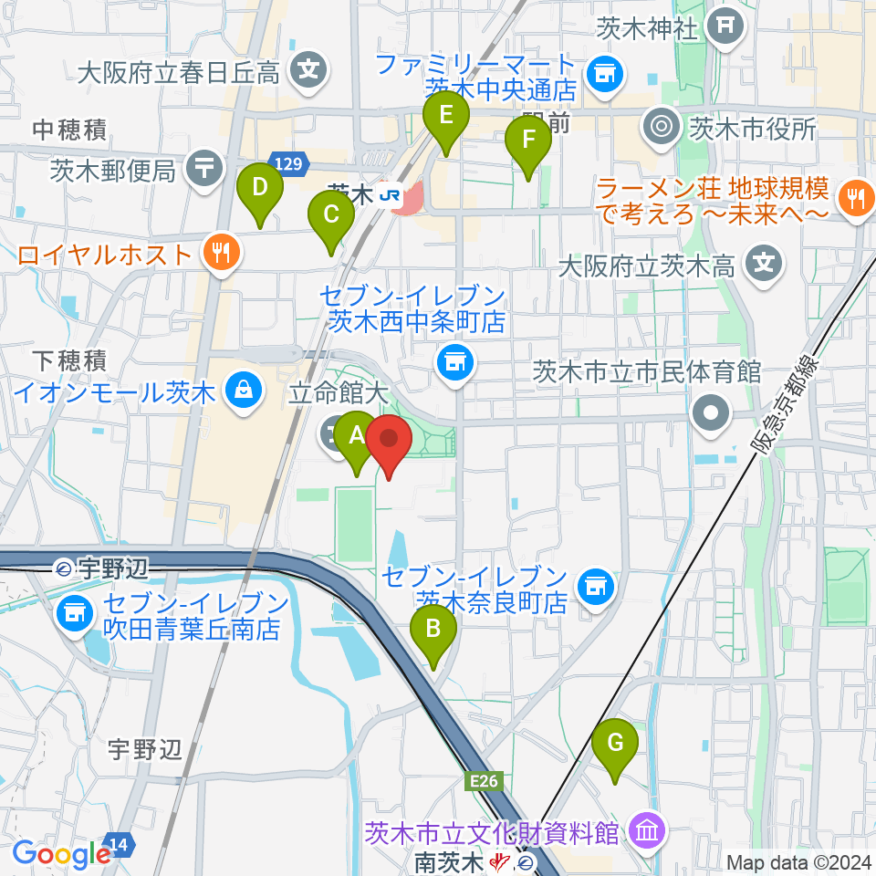 立命館いばらきフューチャープラザ周辺のホテル一覧地図