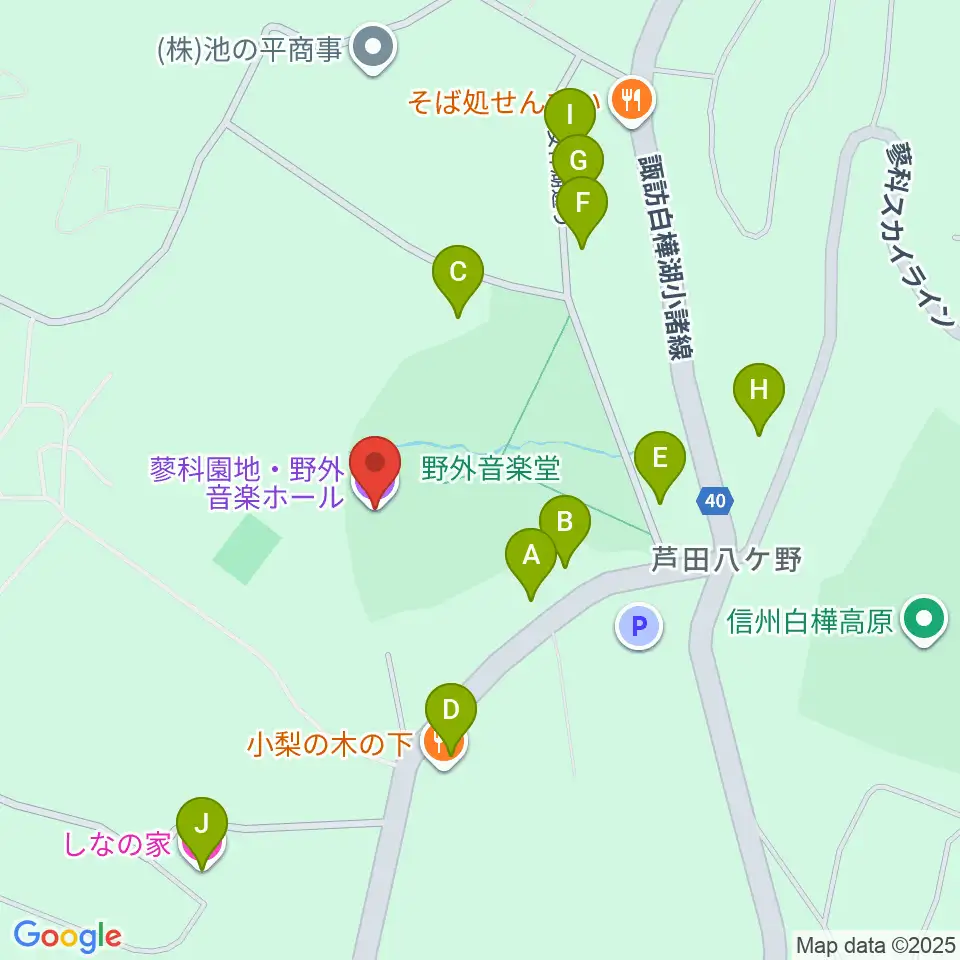 蓼科園地・野外音楽ホール周辺のホテル一覧地図