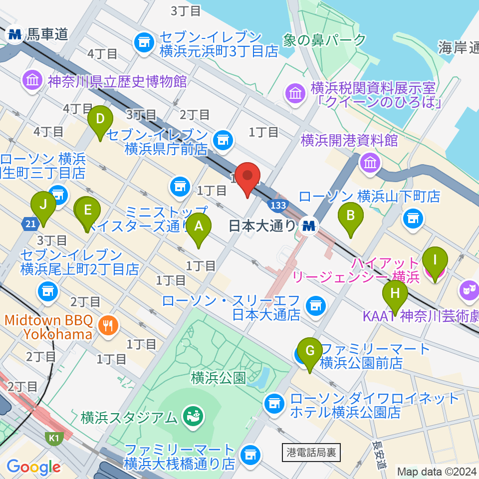 横浜市開港記念会館周辺のホテル一覧地図