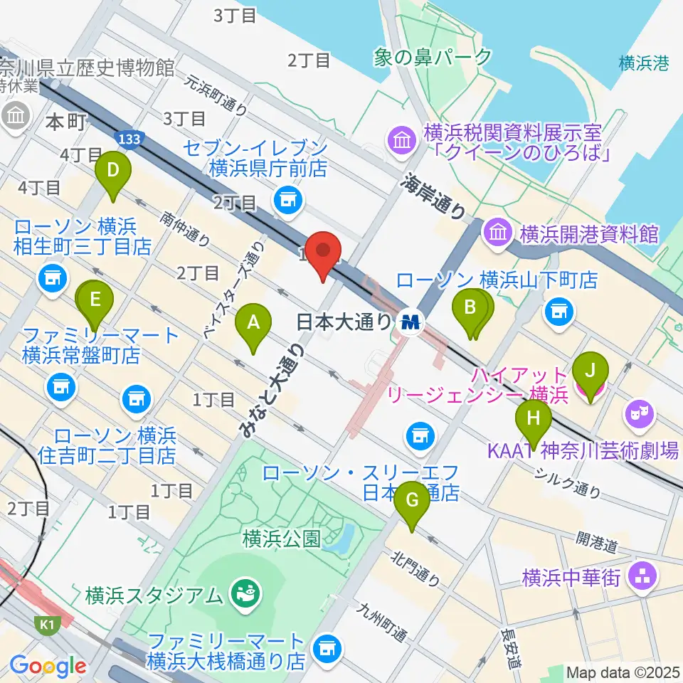 横浜市開港記念会館周辺のホテル一覧地図