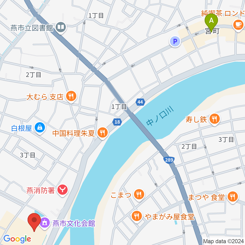 燕市文化会館周辺のホテル一覧地図