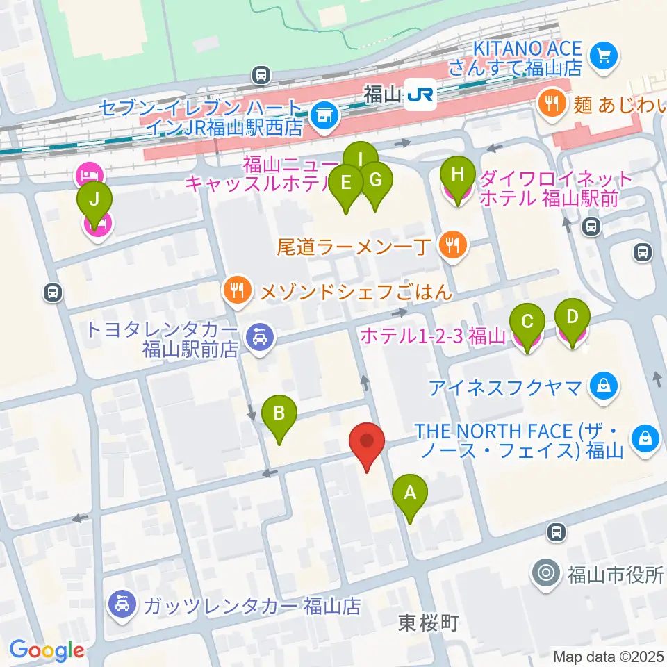 スガナミ楽器 福山本店周辺のホテル一覧地図
