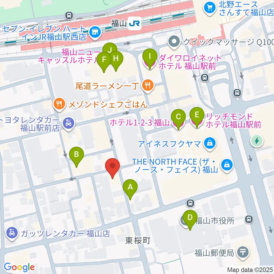 スガナミ楽器 福山本店周辺のホテル一覧地図