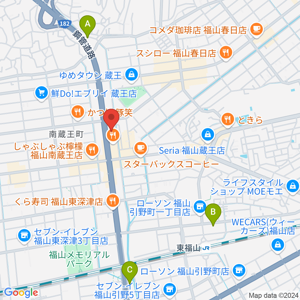 スガナミ楽器蔵王店周辺のホテル一覧地図