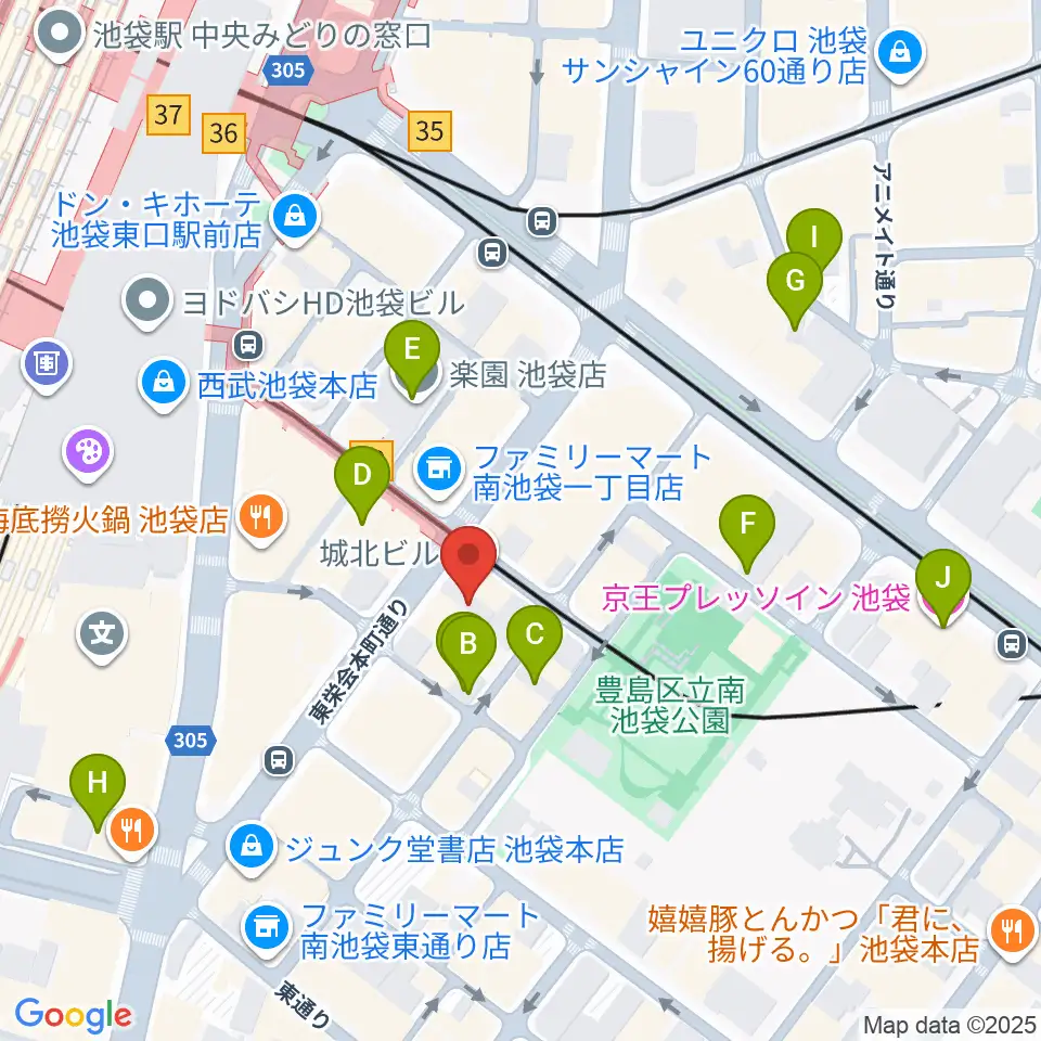 クロサワ楽器池袋店 アコースティック館周辺のホテル一覧地図