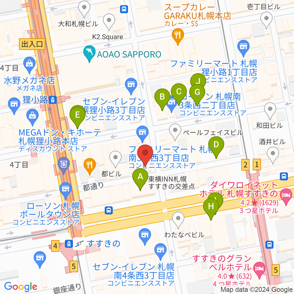 札幌ジェリコ周辺のホテル一覧地図