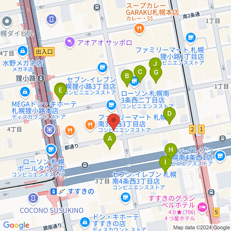 札幌ジェリコ周辺のホテル一覧地図