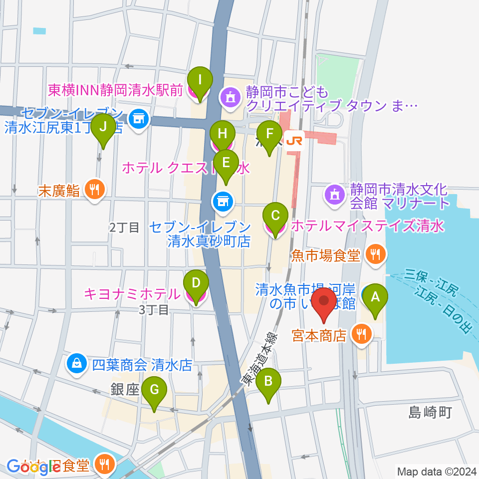 清水テルサ周辺のホテル一覧地図