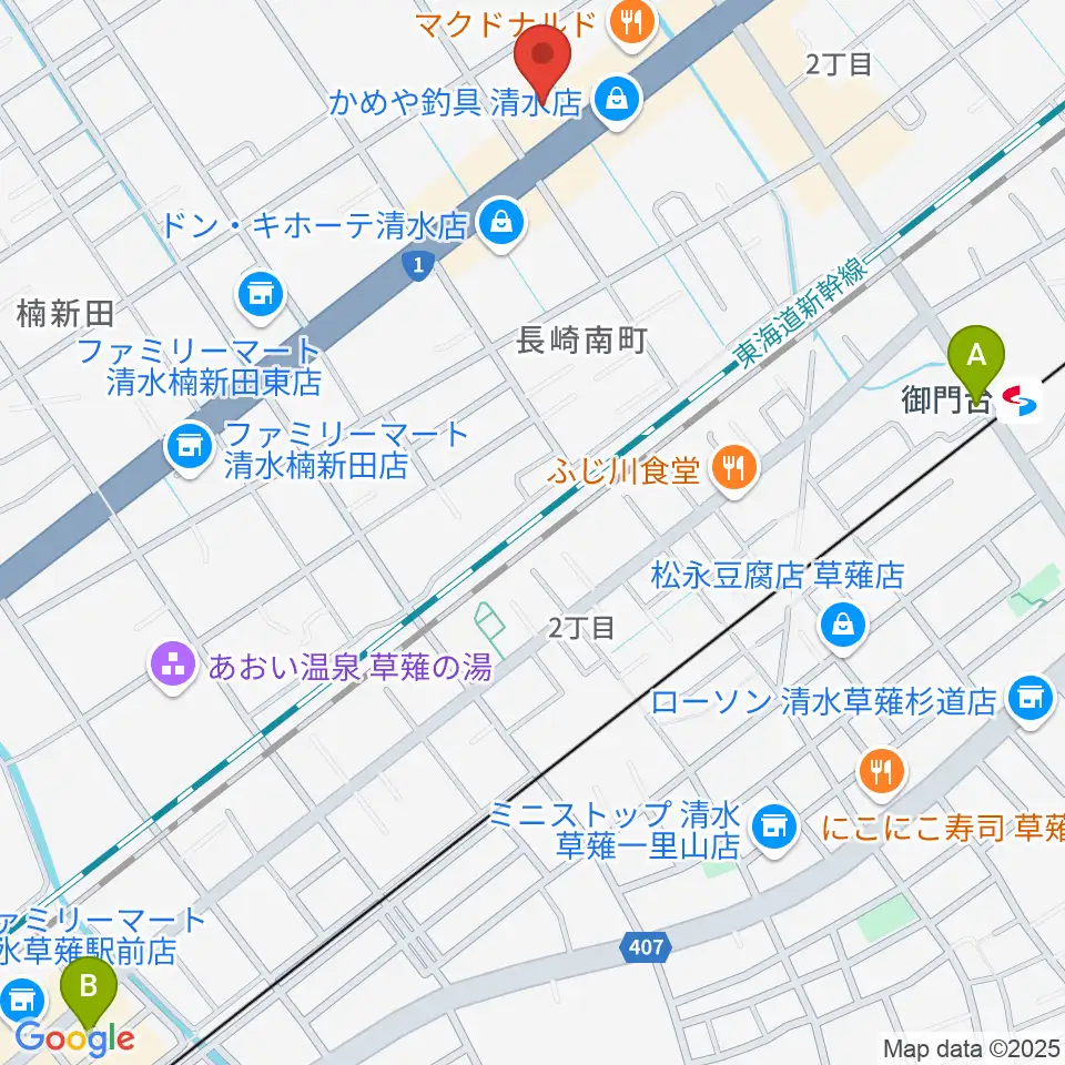 音楽天国 静岡草薙店周辺のホテル一覧地図