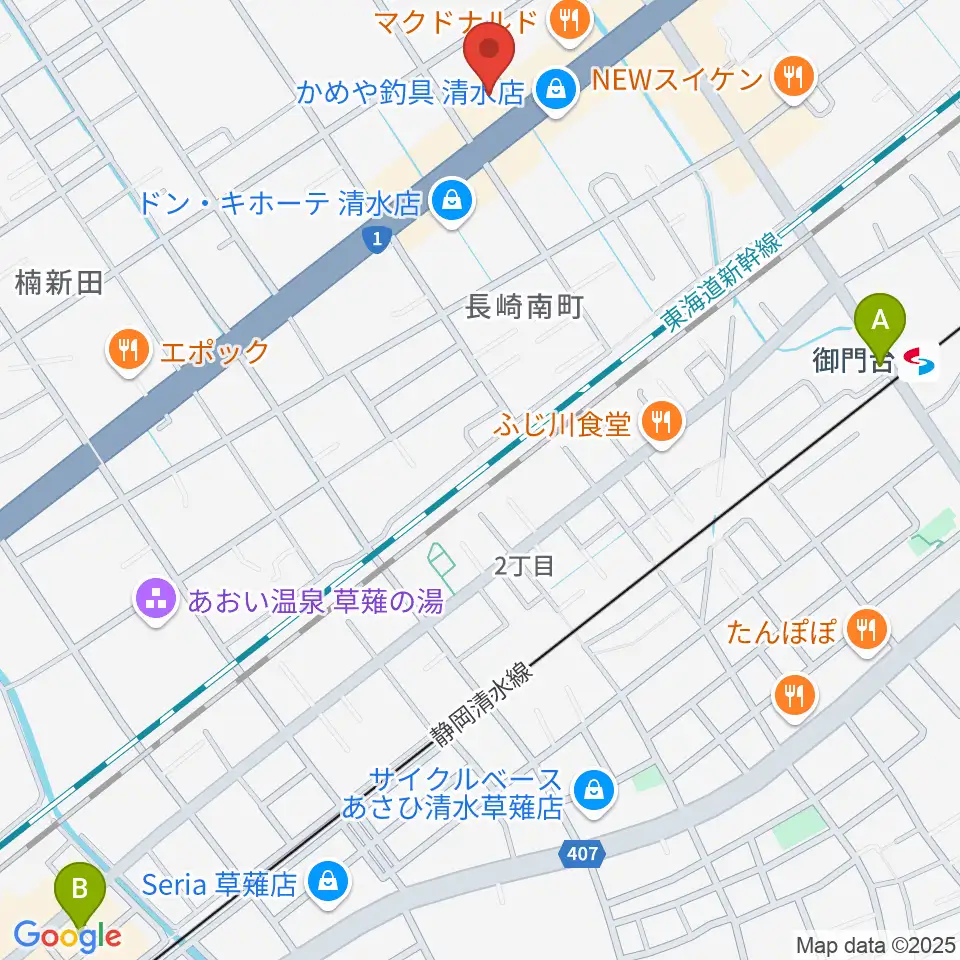 音楽天国 静岡草薙店周辺のホテル一覧地図