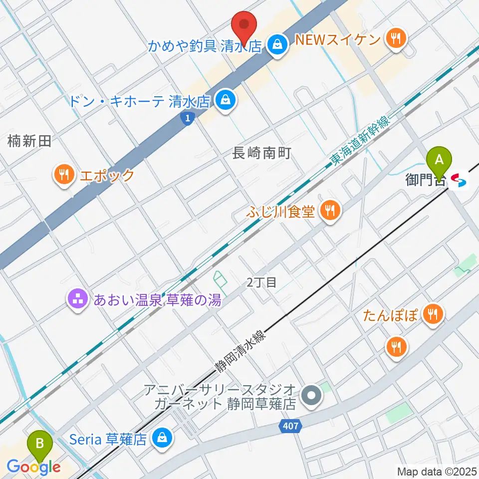 音楽天国 静岡草薙店周辺のホテル一覧地図