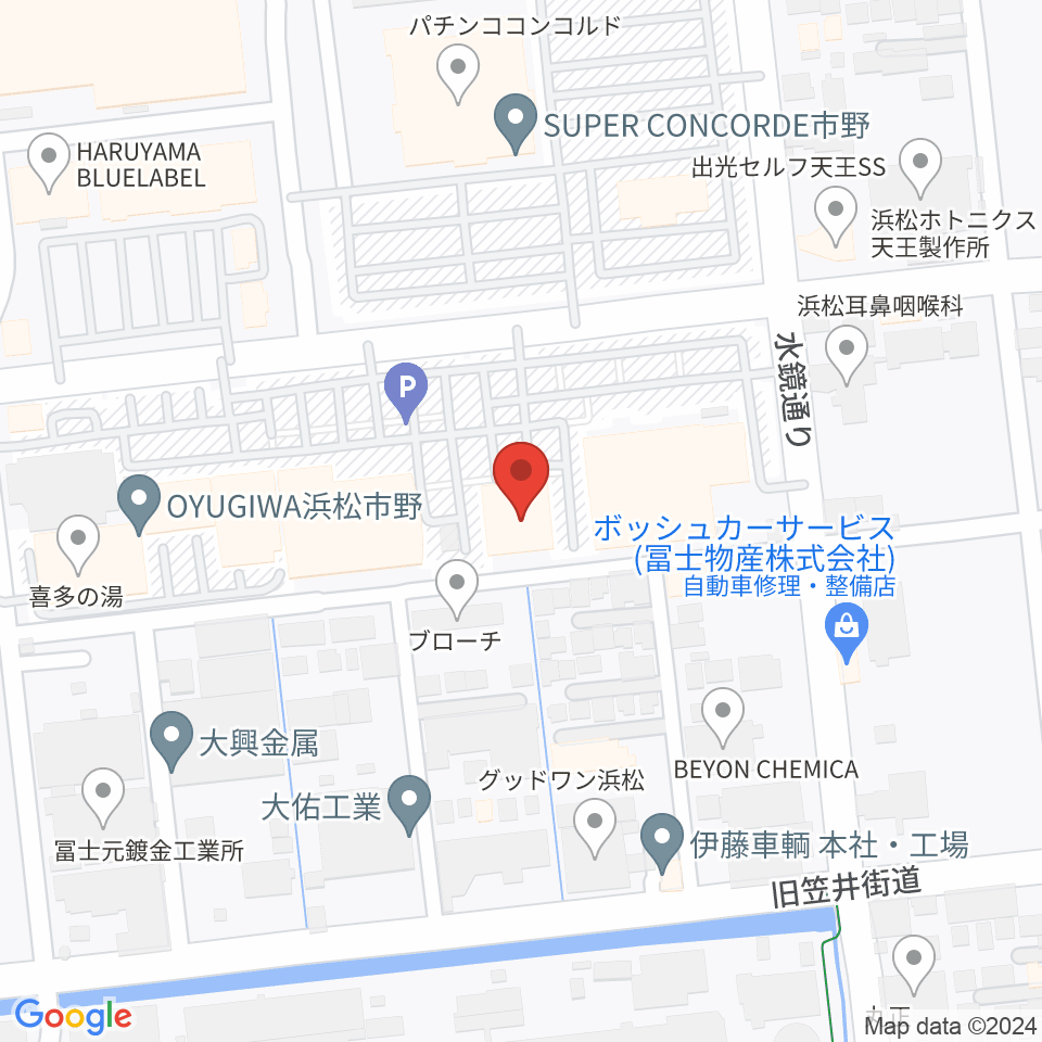 音楽天国 浜松市野店周辺のホテル一覧地図