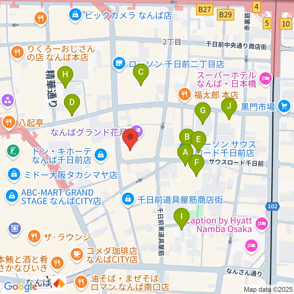 なんばYES THEATER周辺のホテル一覧地図