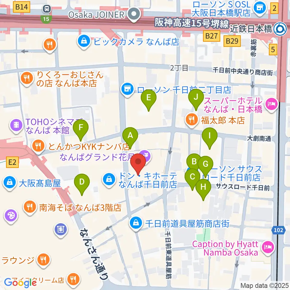 なんばYES THEATER周辺のホテル一覧地図