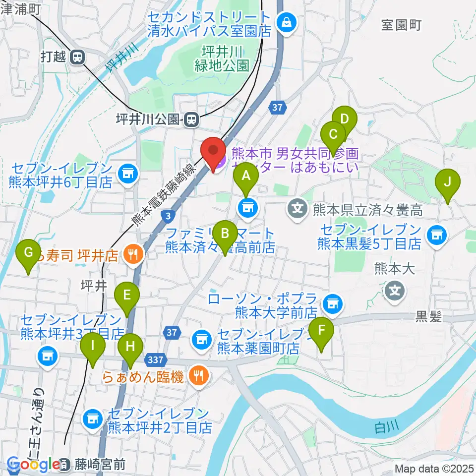 熊本市男女共同参画センターはあもにい周辺のホテル一覧地図