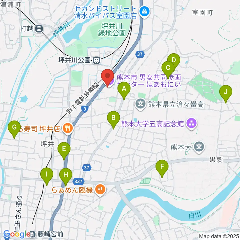 熊本市男女共同参画センターはあもにい周辺のホテル一覧地図