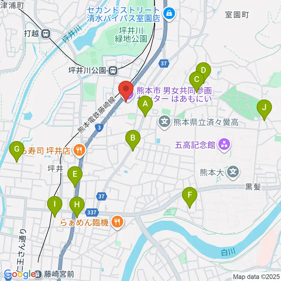 熊本市男女共同参画センターはあもにい周辺のホテル一覧地図