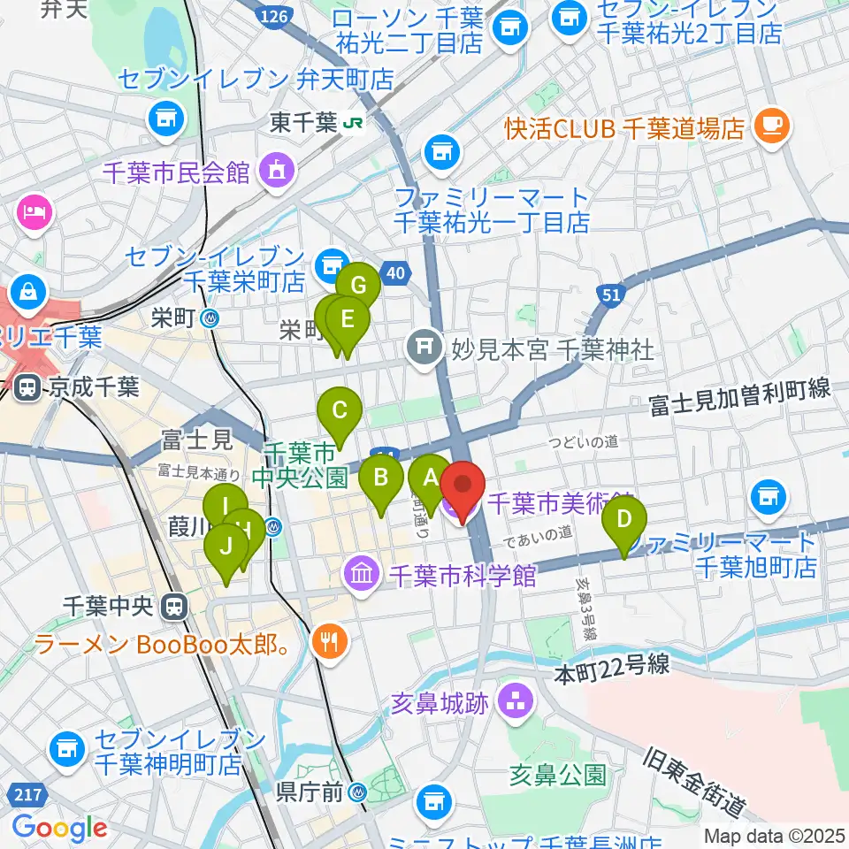 千葉市美術館周辺のホテル一覧地図