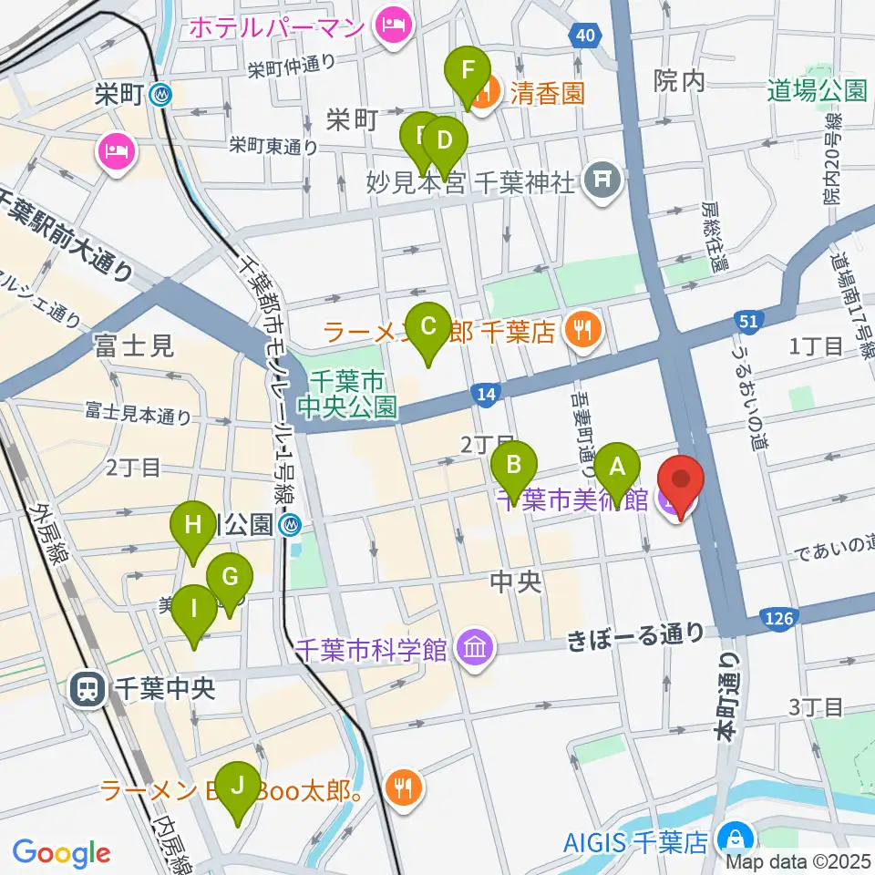 千葉市美術館周辺のホテル一覧地図