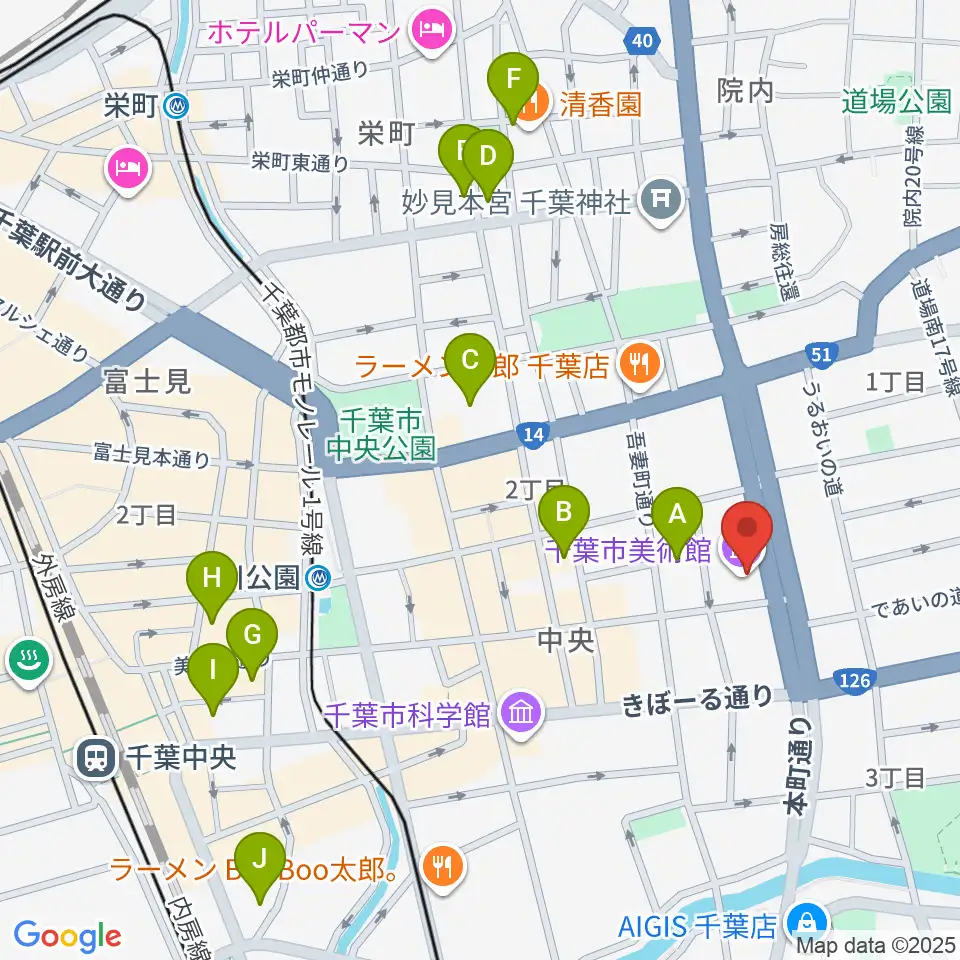 千葉市美術館周辺のホテル一覧地図