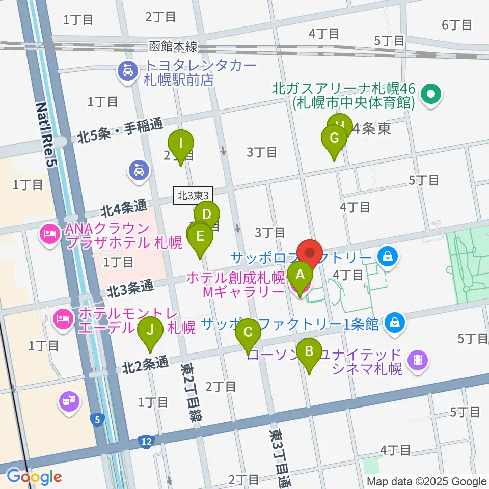 サッポロファクトリー周辺のホテル一覧地図