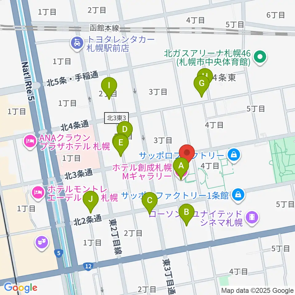 サッポロファクトリー周辺のホテル一覧地図