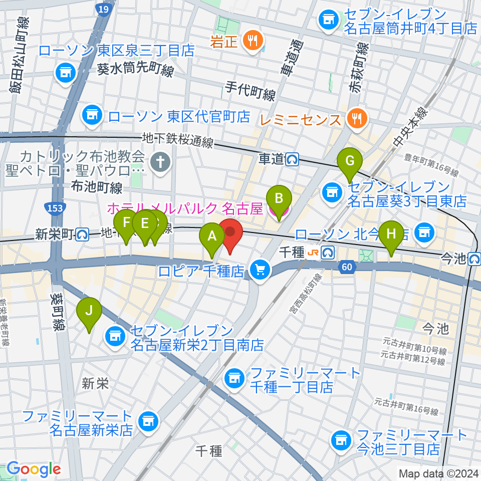 HITOMIホール周辺のホテル一覧地図