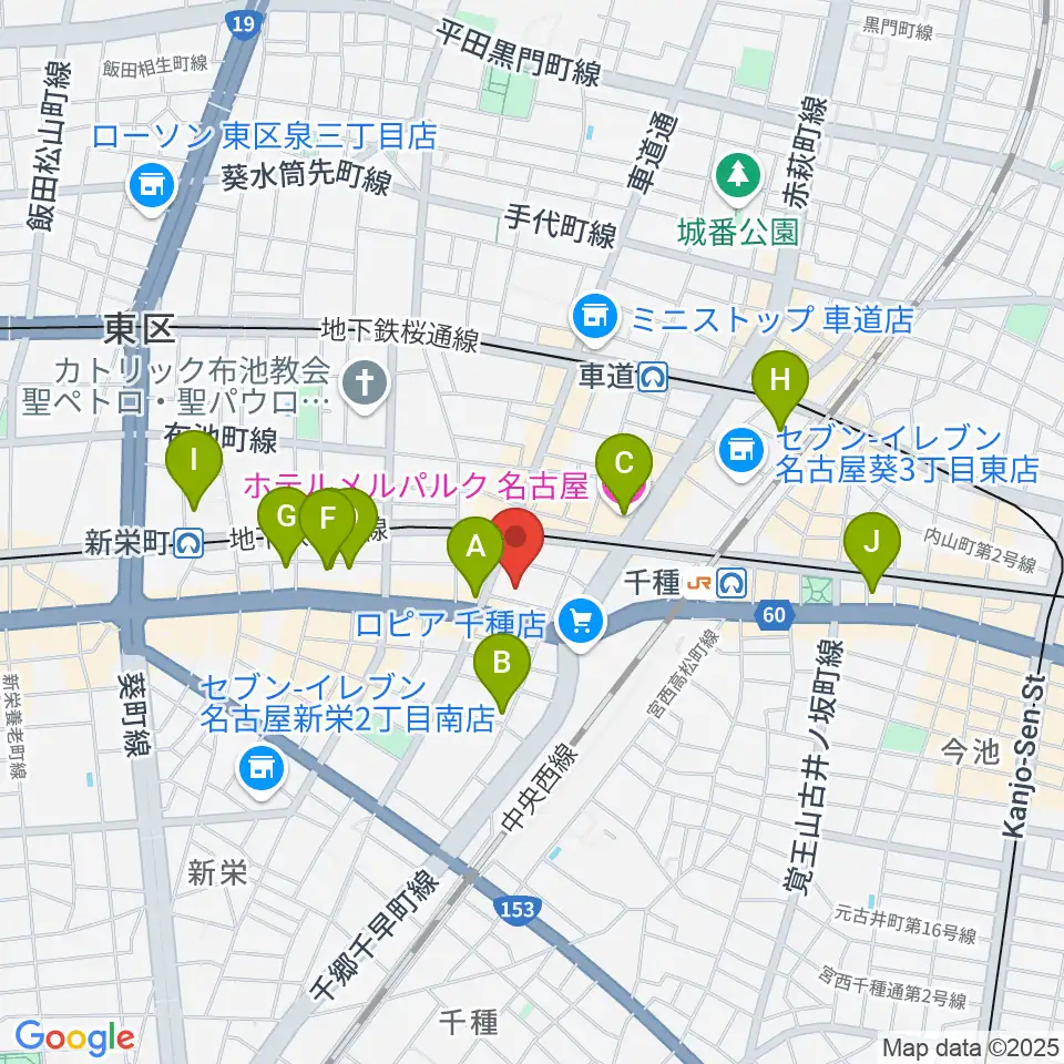 HITOMIホール周辺のホテル一覧地図