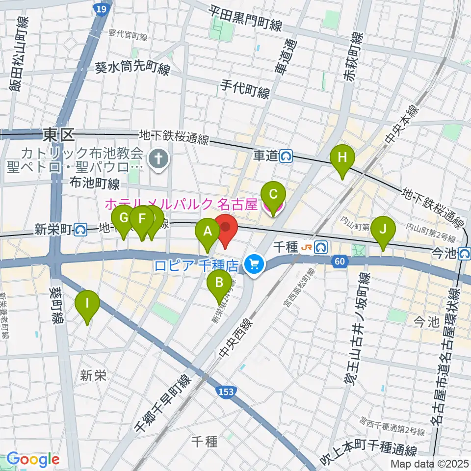 HITOMIホール周辺のホテル一覧地図