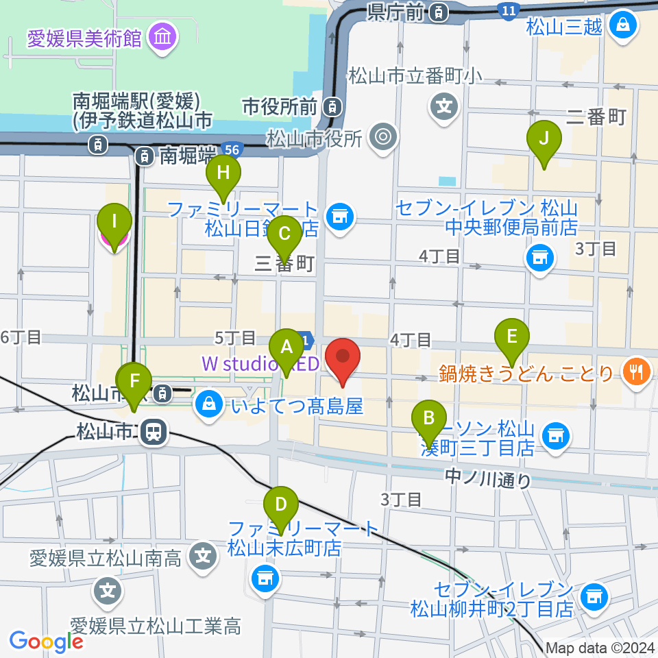 松山WstudioRED周辺のホテル一覧地図