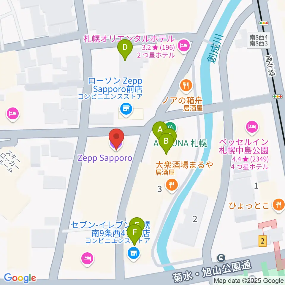 Zepp札幌周辺のホテル一覧地図