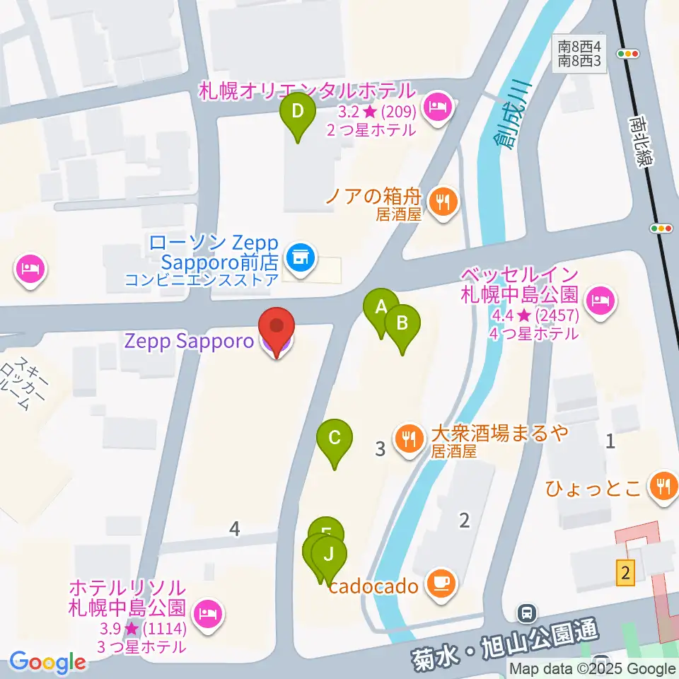 Zepp札幌周辺のホテル一覧地図