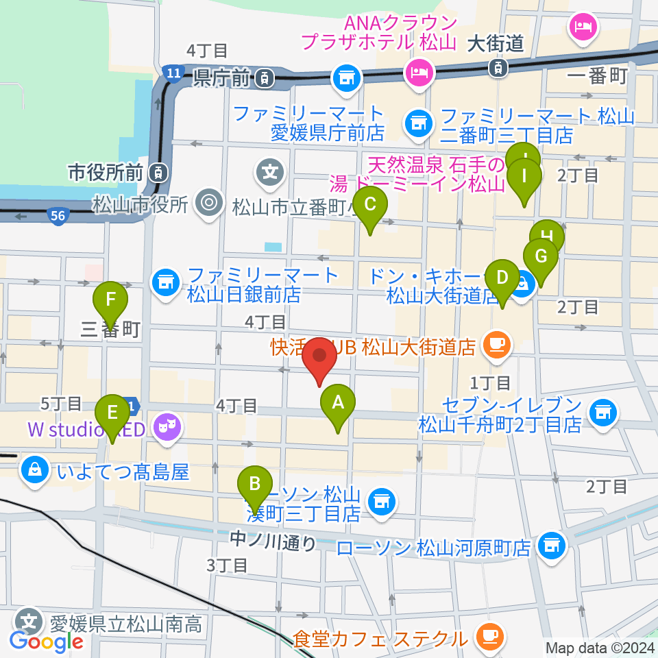 ヤマハミュージック 松山店周辺のホテル一覧地図